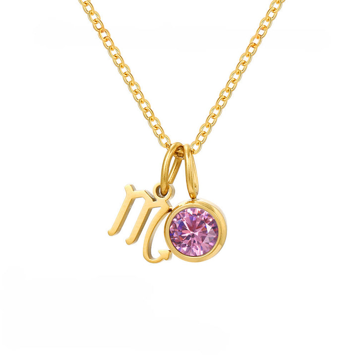 Collier en acier inoxydable avec pierre de naissance et runes du zodiaque Olivenorma - Scorpion - image 11