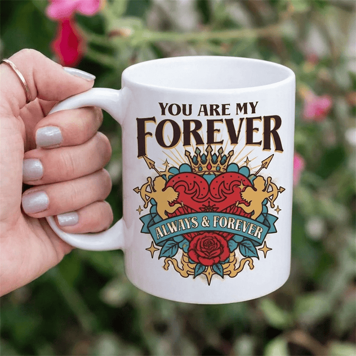 Tasse en céramique Olivenorma Cœur Couronne Cupidon Amour Éternel - image 0