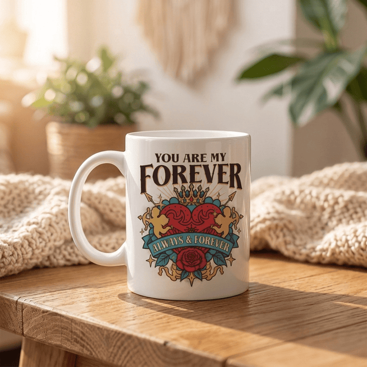 Tasse en céramique Olivenorma Cœur Couronne Cupidon Amour Éternel - image 1