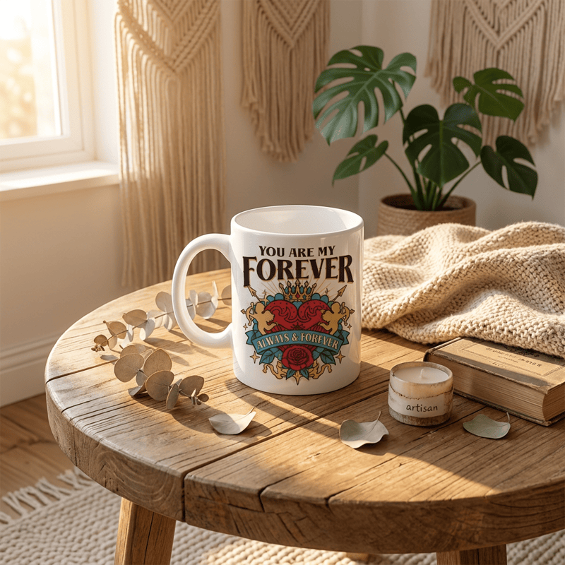 Tasse en céramique Olivenorma Cœur Couronne Cupidon Amour Éternel - image 2