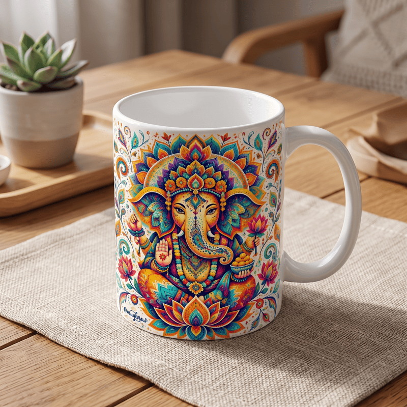 Tasse en céramique Olivenorma Ganesha Sagesse Bonne Fortune - 450 ml / 15 oz - image 0