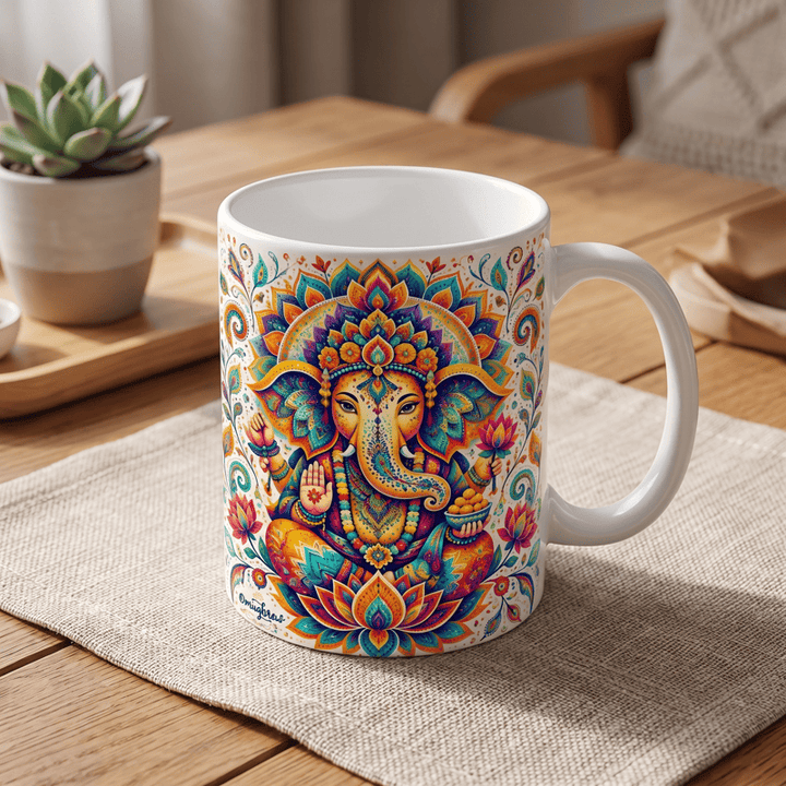 Tasse en céramique Olivenorma Ganesha Sagesse Bonne Fortune - 450 ml / 15 oz - image 0
