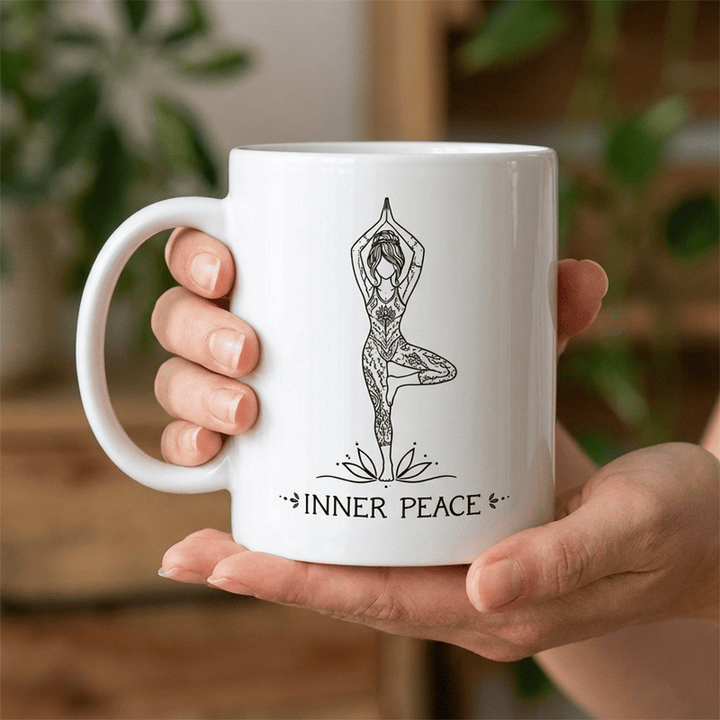 Tasse en céramique Olivenorma Yoga Tree Posture Inner Peace - 450 ml / 15 oz - image 0