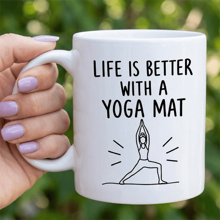 Tasse en céramique Olivenorma Yoga Line Art Bien-être Vie consciente - 450 ml / 15 oz - image 0