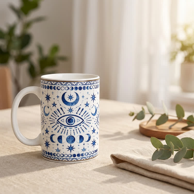 Tasse en céramique Olivenorma Œil maléfique céleste, phase de lune et protection stellaire - image 7