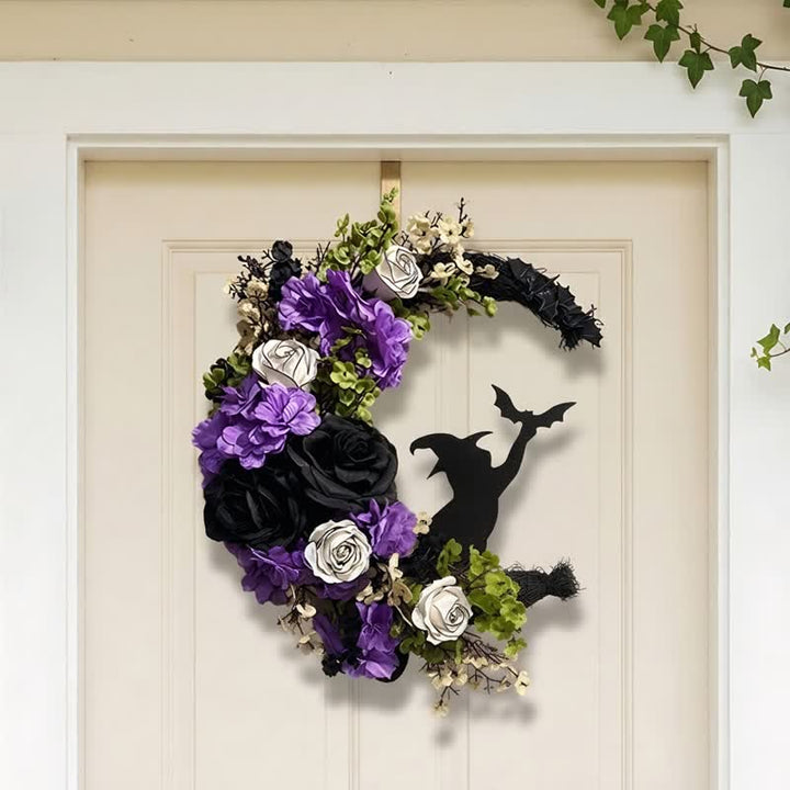 Décoration de porte Olivenorma Fleur en soie et paille Symbole de sorcière d'Halloween - image 5
