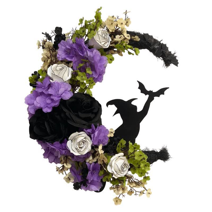 Décoration de porte Olivenorma Fleur en soie et paille Symbole de sorcière d'Halloween - image 8
