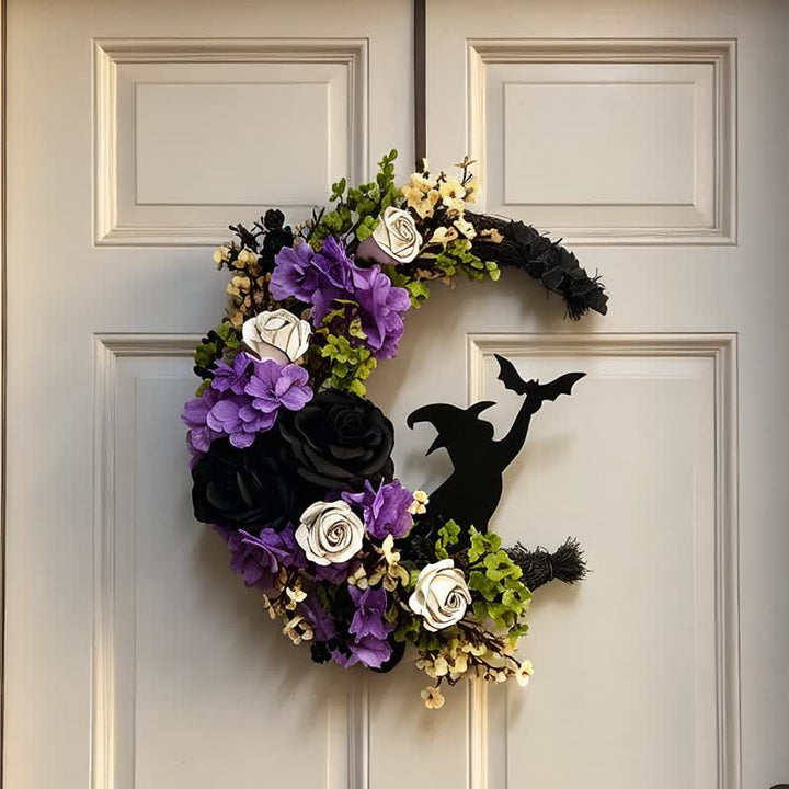 Décoration de porte Olivenorma Fleur en soie et paille Symbole de sorcière d'Halloween - image 6