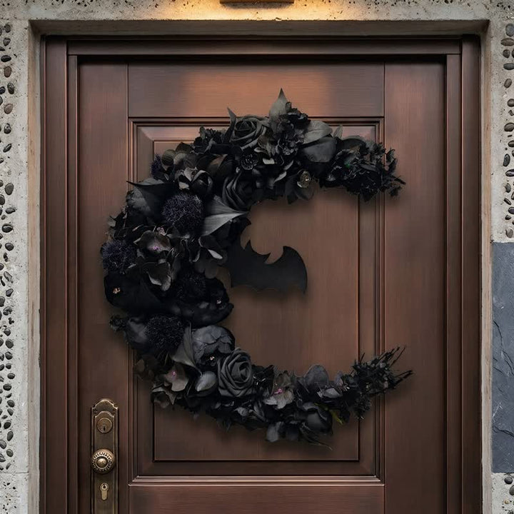 Décoration de porte Olivenorma en paille, mousse, plastique et soie, motif gothique et mystérieux en forme de fleur - image 4
