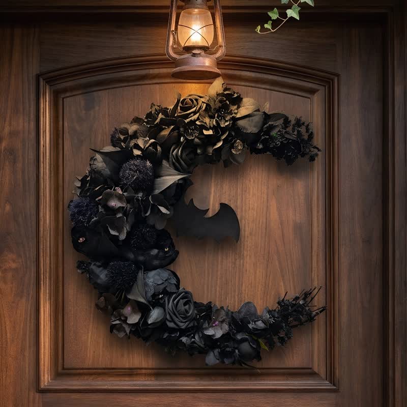 Décoration de porte Olivenorma en paille, mousse, plastique et soie, motif gothique et mystérieux en forme de fleur - image 3
