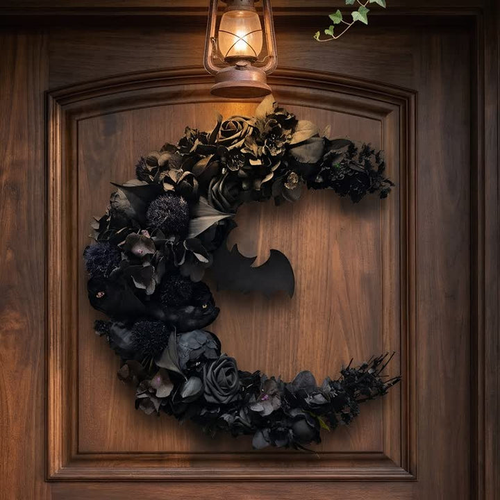 Décoration de porte Olivenorma en paille, mousse, plastique et soie, motif gothique et mystérieux en forme de fleur - image 3