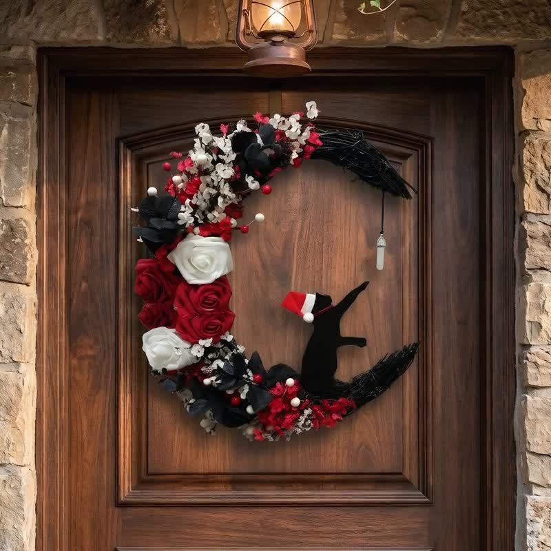 Décoration de porte Olivenorma en mousse plastique, paille, flanelle non tissée, fleur en soie, symbole joyeux et festif - Sans lumière LED - image 0