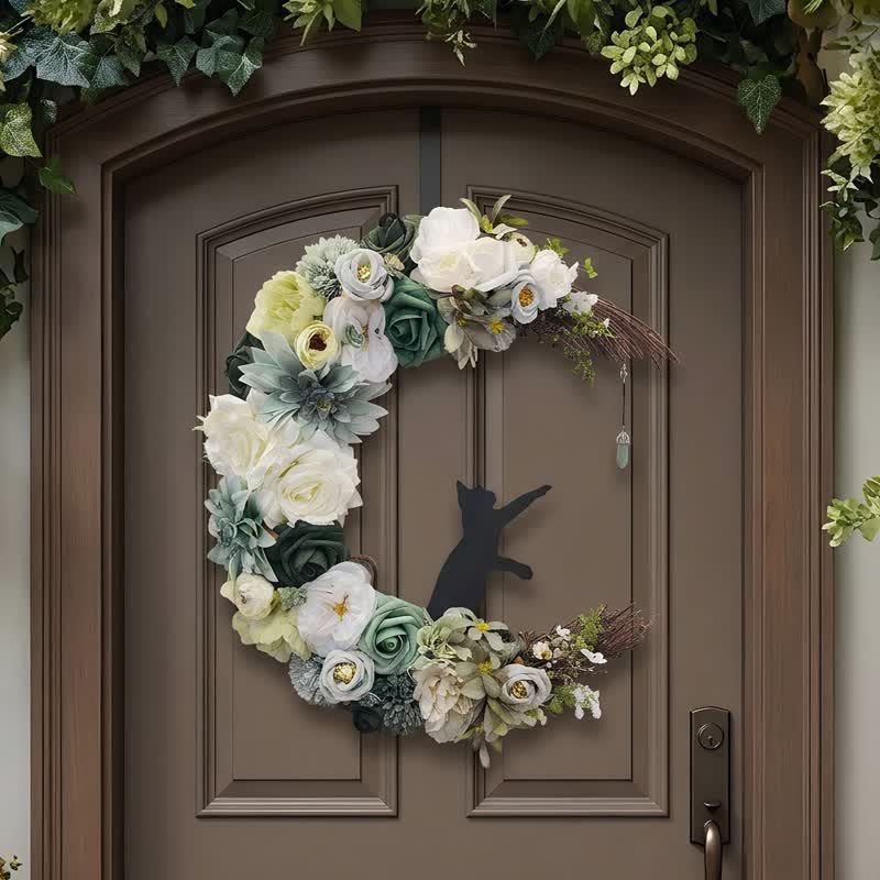 Décoration de porte Olivenorma en mousse plastique, paille, flanelle non tissée, soie, fleur, symbole de paix et de guérison - Sans lumière LED - image 0