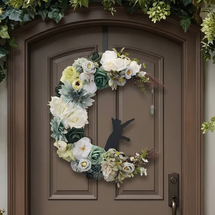 Décoration de porte Olivenorma en mousse plastique, paille, flanelle non tissée, soie, fleur, symbole de paix et de guérison - Sans lumière LED - image 0