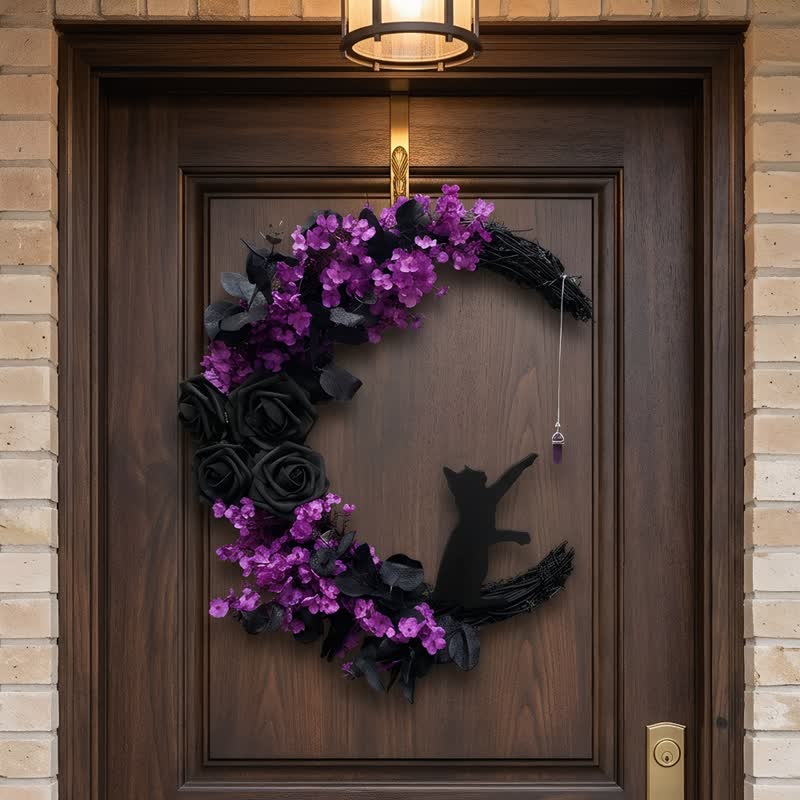 Décoration de porte Olivenorma en tissu plastique, brindilles séchées découpées dans du bois, symbole de protection gothique - brindille noire séchée - image 0