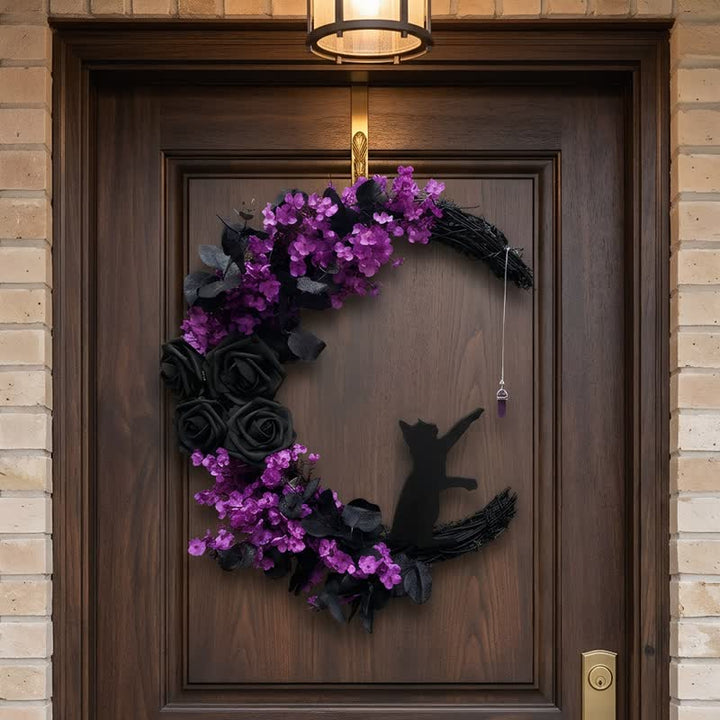 Décoration de porte Olivenorma en tissu plastique, brindilles séchées découpées dans du bois, symbole de protection gothique - brindille noire séchée - image 0