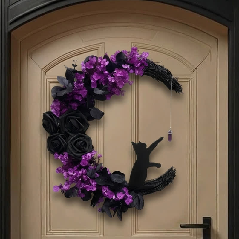 Décoration de porte Olivenorma en tissu plastique, brindilles séchées découpées dans du bois, symbole de protection gothique - image 1