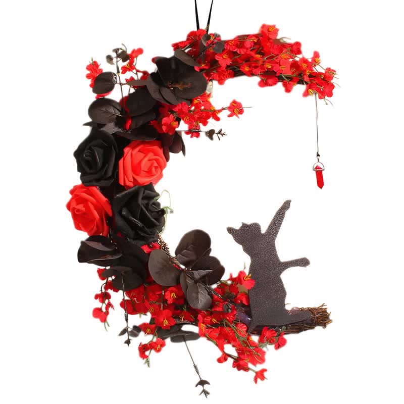 Couronne de porte Olivenorma en bois découpé et brindilles séchées en plastique, symbole mystérieux de protection, idéale pour décorer un chat. - image 11