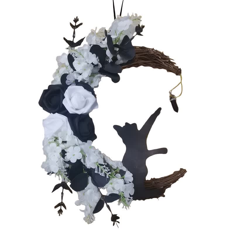 Couronne de porte Olivenorma en bois découpé et brindilles séchées en plastique, symbole mystérieux de protection, idéale pour décorer un chat. - image 7