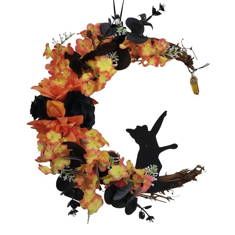 Couronne de porte Olivenorma en bois découpé et brindilles séchées en plastique, symbole mystérieux de protection, idéale pour décorer un chat. - image 3