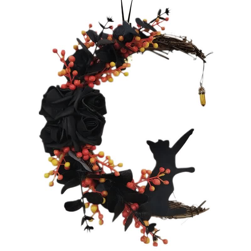 Couronne de porte Olivenorma en bois découpé et brindilles séchées en plastique, symbole mystérieux de protection, idéale pour décorer un chat. - image 19