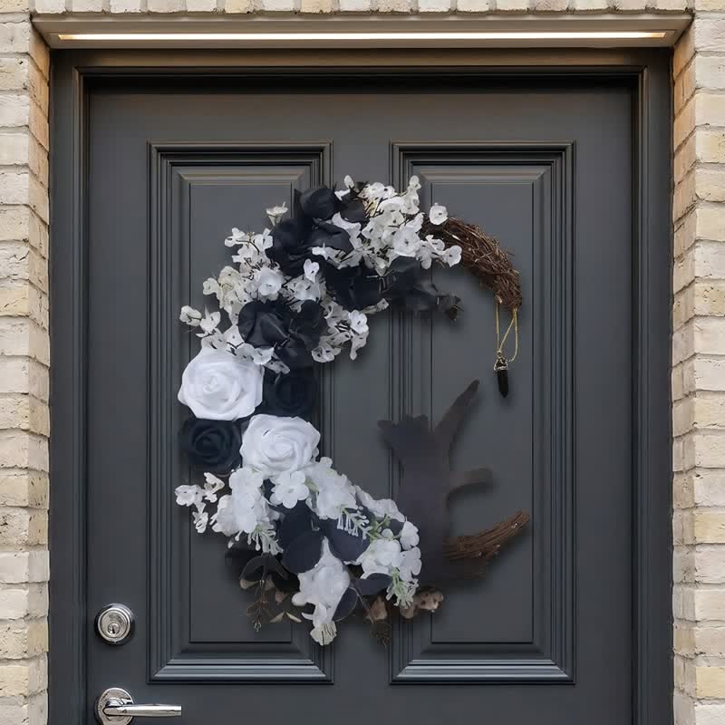 Couronne de porte Olivenorma en bois découpé et brindilles séchées en plastique, symbole mystérieux de protection, idéale pour décorer un chat. - image 6