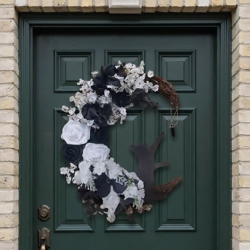 Couronne de porte Olivenorma en bois découpé et brindilles séchées en plastique, symbole mystérieux de protection, idéale pour décorer un chat. - image 5