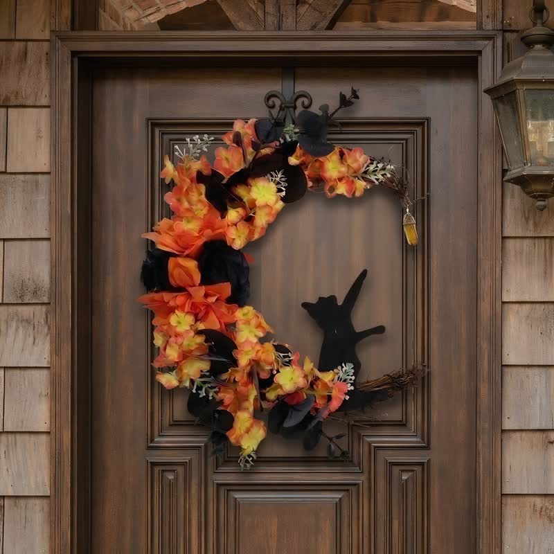 Couronne de porte Olivenorma en bois découpé et brindilles séchées en plastique, symbole mystérieux de protection, idéale pour décorer un chat. - image 2