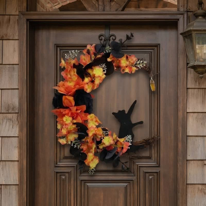 Couronne de porte Olivenorma en bois découpé et brindilles séchées en plastique, symbole mystérieux de protection, idéale pour décorer un chat. - image 2
