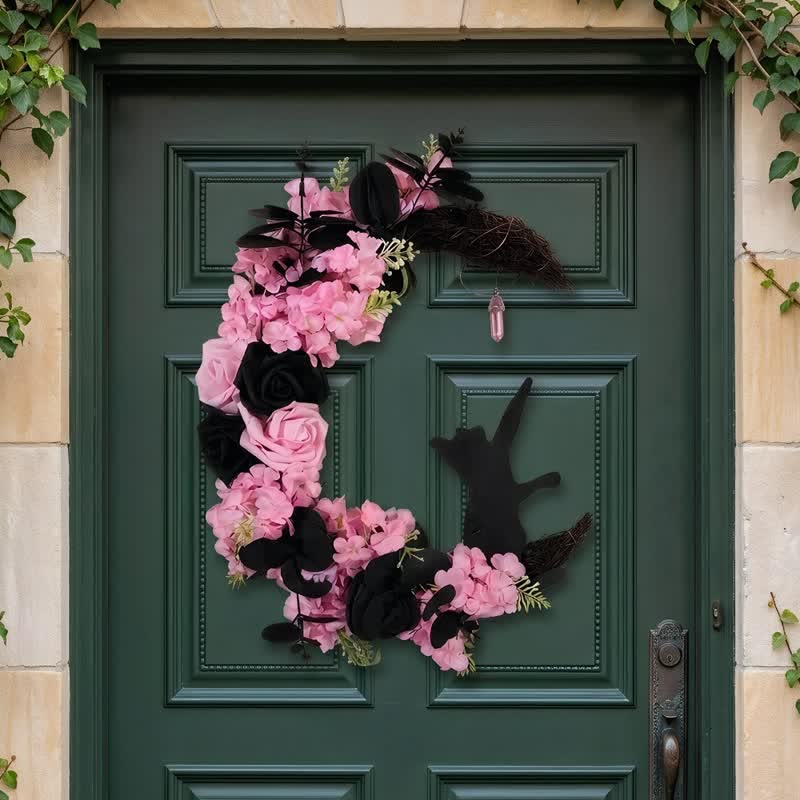 Couronne de porte Olivenorma en bois découpé et brindilles séchées en plastique, symbole mystérieux de protection, idéale pour décorer un chat. - image 14