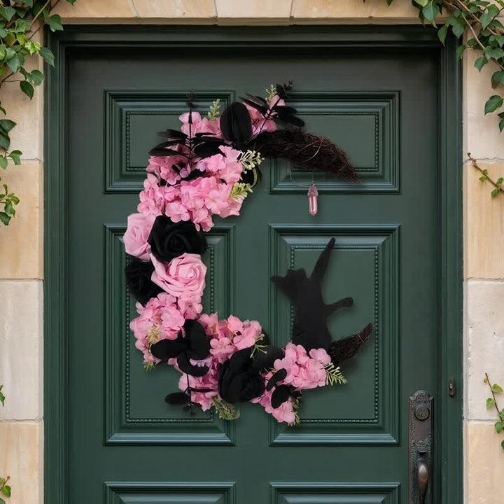 Couronne de porte Olivenorma en bois découpé et brindilles séchées en plastique, symbole mystérieux de protection, idéale pour décorer un chat. - image 14