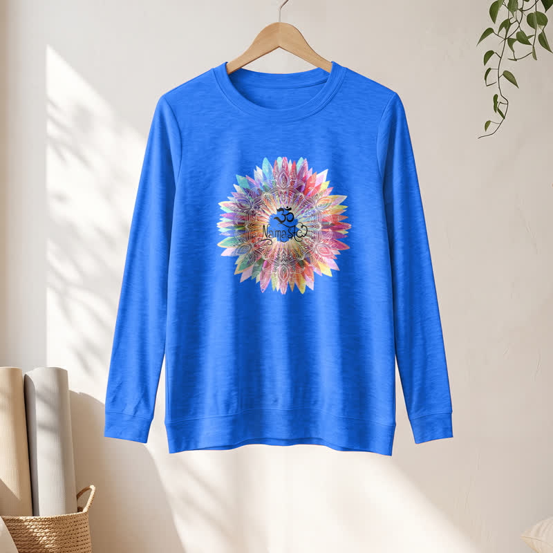 T-shirt à manches longues pour femme Olivenorma en mélange de coton doux avec imprimé mandala arc-en-ciel Om Namaste - image 16