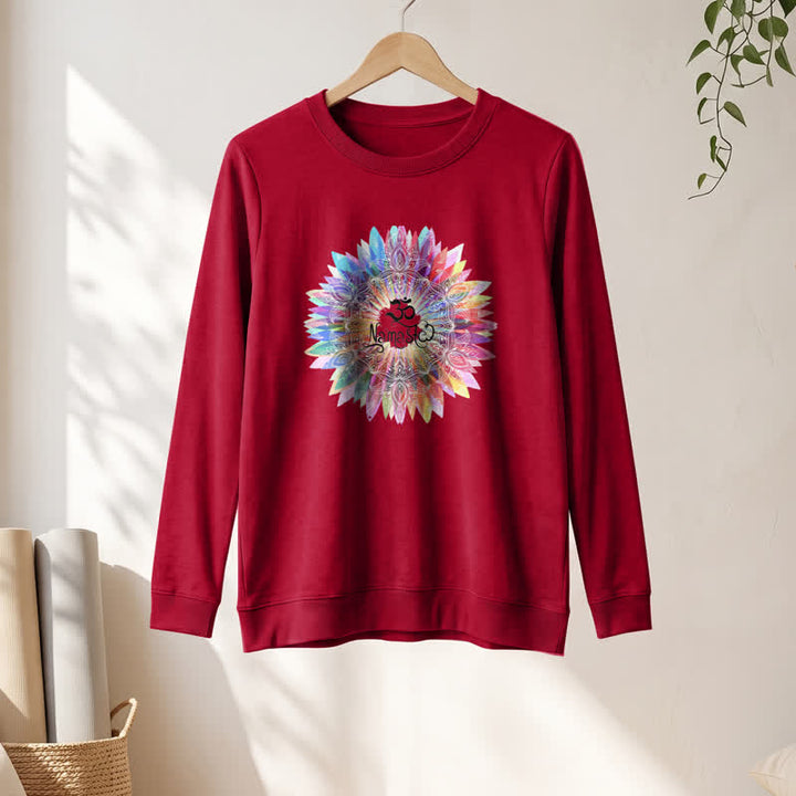 T-shirt à manches longues pour femme Olivenorma en mélange de coton doux avec imprimé mandala arc-en-ciel Om Namaste - image 31