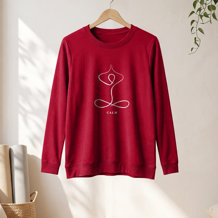 T-shirt à manches longues pour femme Olivenorma en mélange de coton, imprimé « Breath & Calm Line Art Print ». - image 61