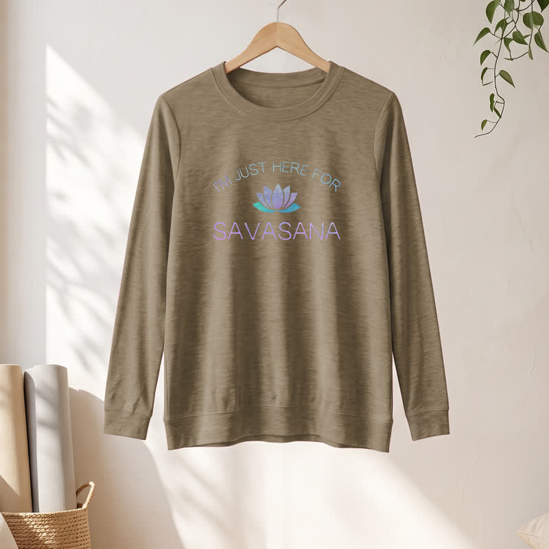 T-shirt à manches longues pour femme Olivenorma en mélange de coton doux « Je suis juste là pour Savasana » imprimé lotus - image 25