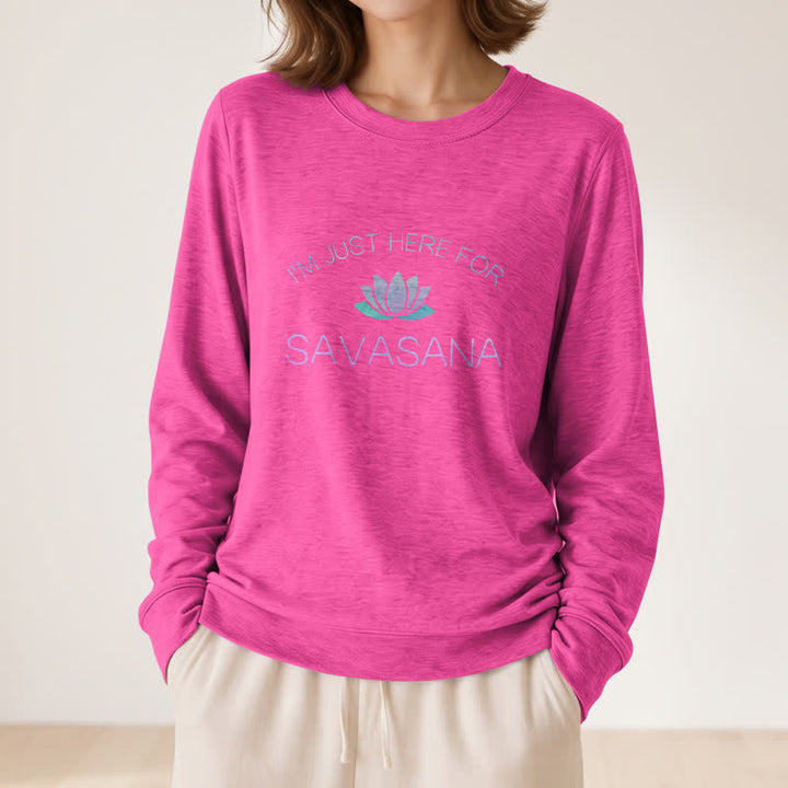 T-shirt à manches longues pour femme Olivenorma en mélange de coton doux « Je suis juste là pour Savasana » imprimé lotus - image 23
