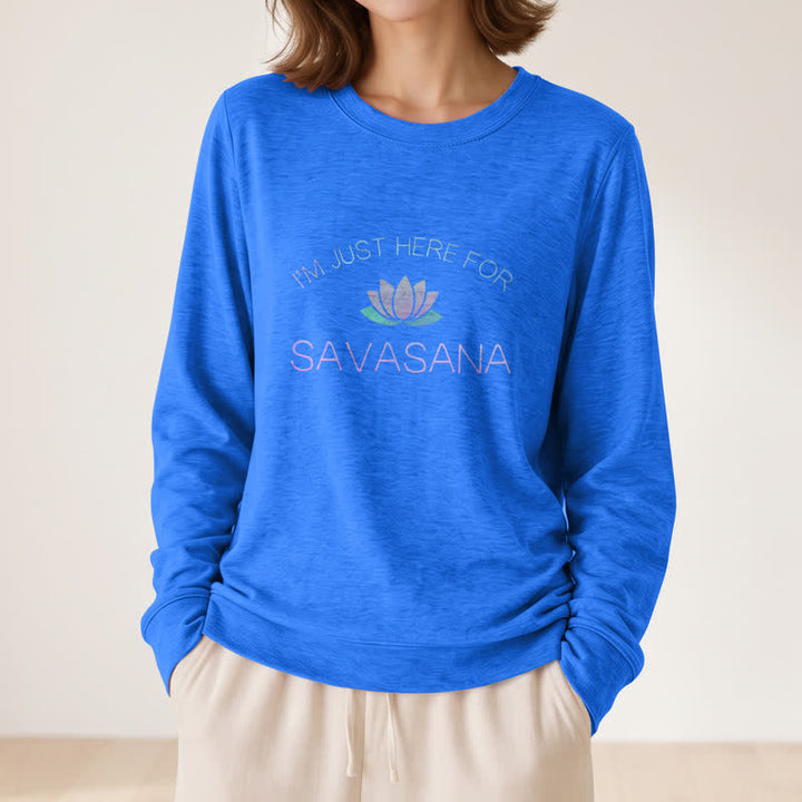 T-shirt à manches longues pour femme Olivenorma en mélange de coton doux « Je suis juste là pour Savasana » imprimé lotus - image 20