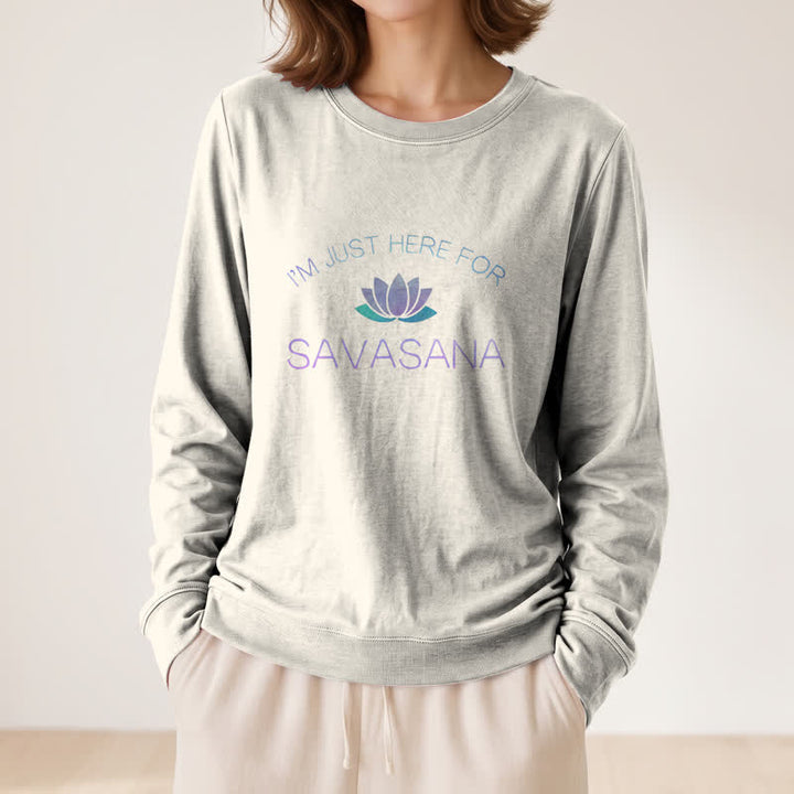T-shirt à manches longues pour femme Olivenorma en mélange de coton doux « Je suis juste là pour Savasana » imprimé lotus - image 14