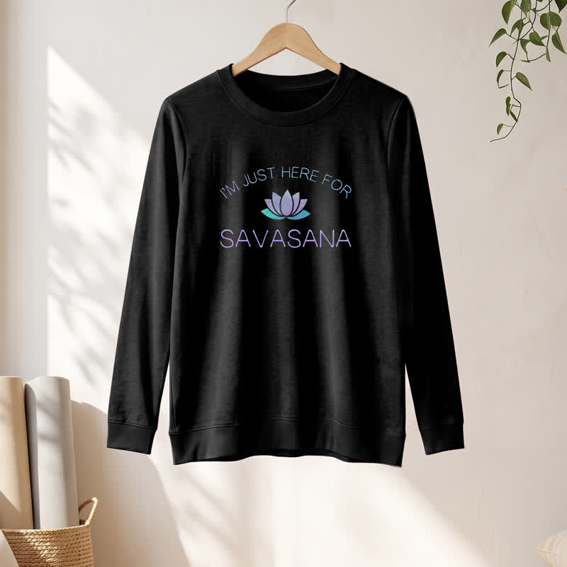 T-shirt à manches longues pour femme Olivenorma en mélange de coton doux « Je suis juste là pour Savasana » imprimé lotus - image 7