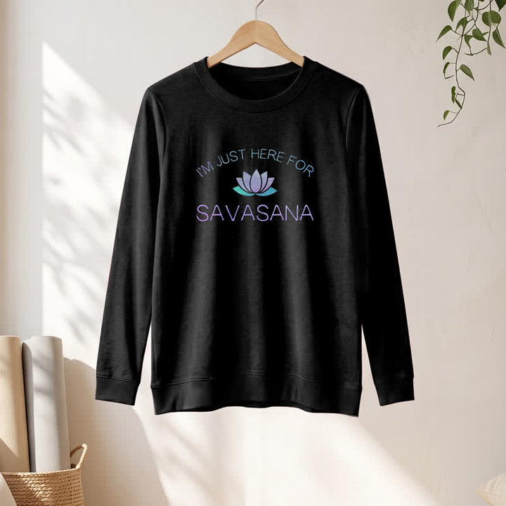 T-shirt à manches longues pour femme Olivenorma en mélange de coton doux « Je suis juste là pour Savasana » imprimé lotus - image 7