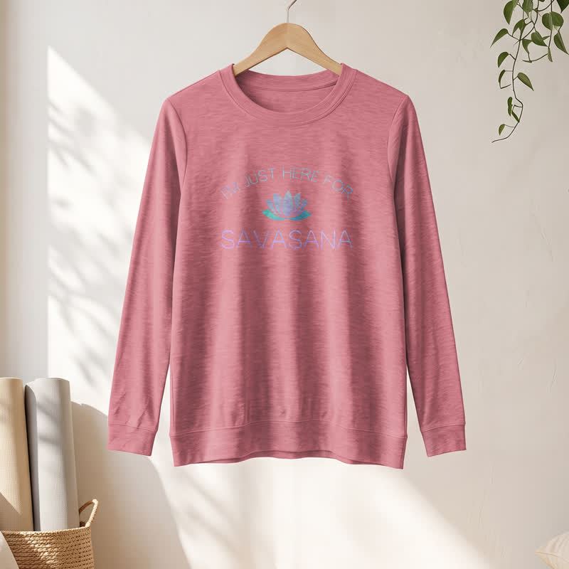 T-shirt à manches longues pour femme Olivenorma en mélange de coton doux « Je suis juste là pour Savasana » imprimé lotus - image 10