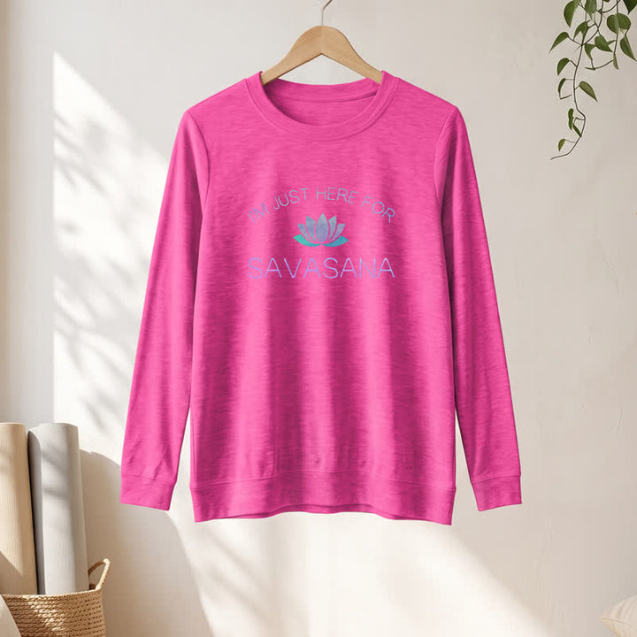 T-shirt à manches longues pour femme Olivenorma en mélange de coton doux « Je suis juste là pour Savasana » imprimé lotus - image 22
