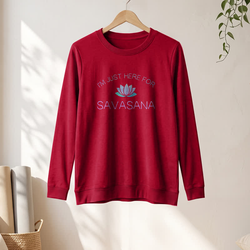 T-shirt à manches longues pour femme Olivenorma en mélange de coton doux « Je suis juste là pour Savasana » imprimé lotus - image 31