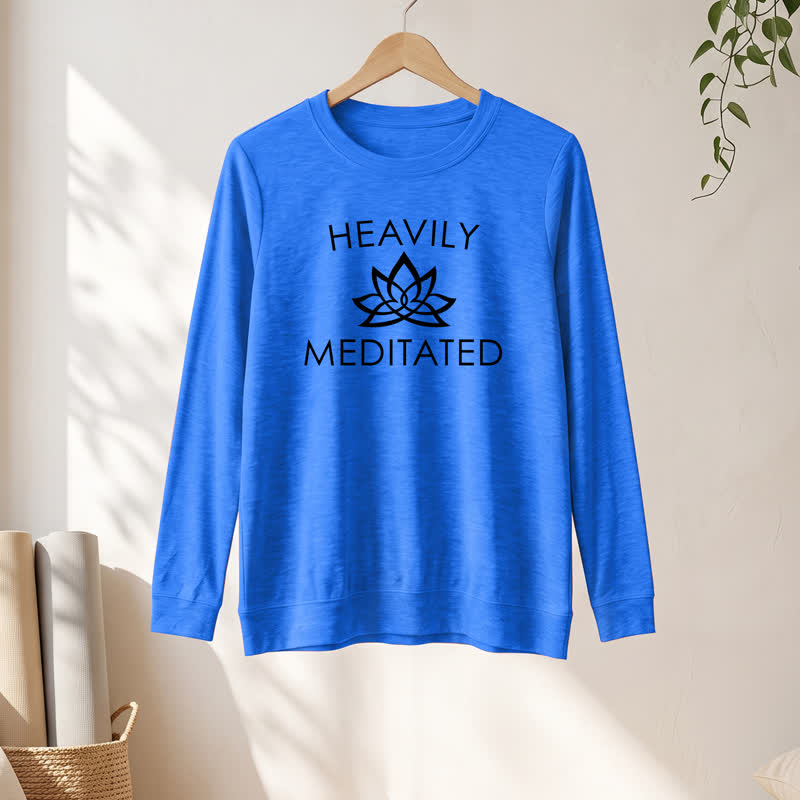 Chemise à manches longues pour femme Olivenorma en mélange de coton doux à imprimé lotus méditatif - Bleu vintage - 2XL - image 15