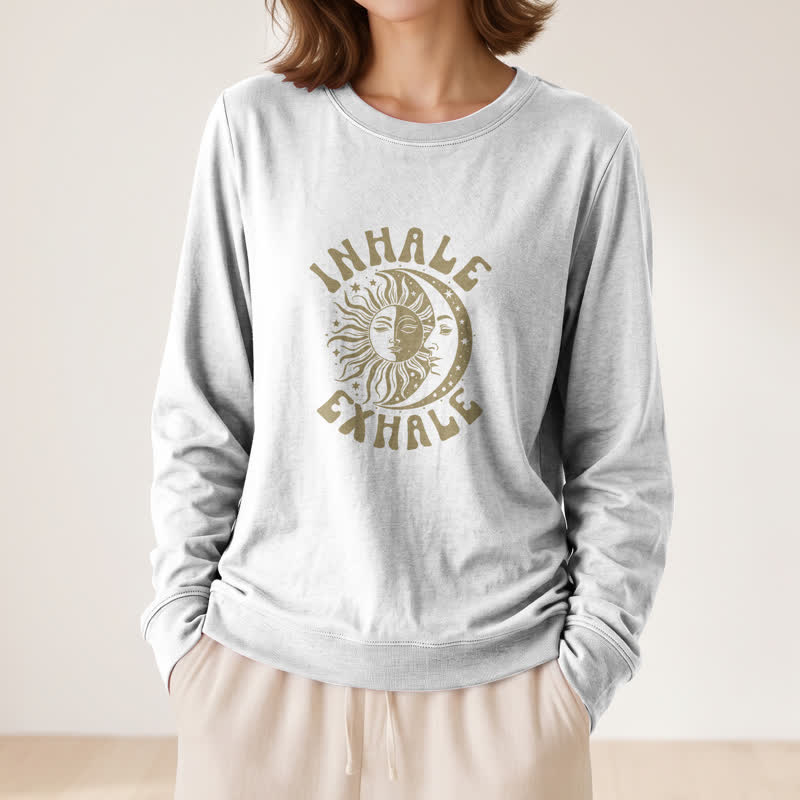 T-shirt à manches longues pour femme Olivenorma en mélange de coton doux, imprimé soleil et lune. - image 5