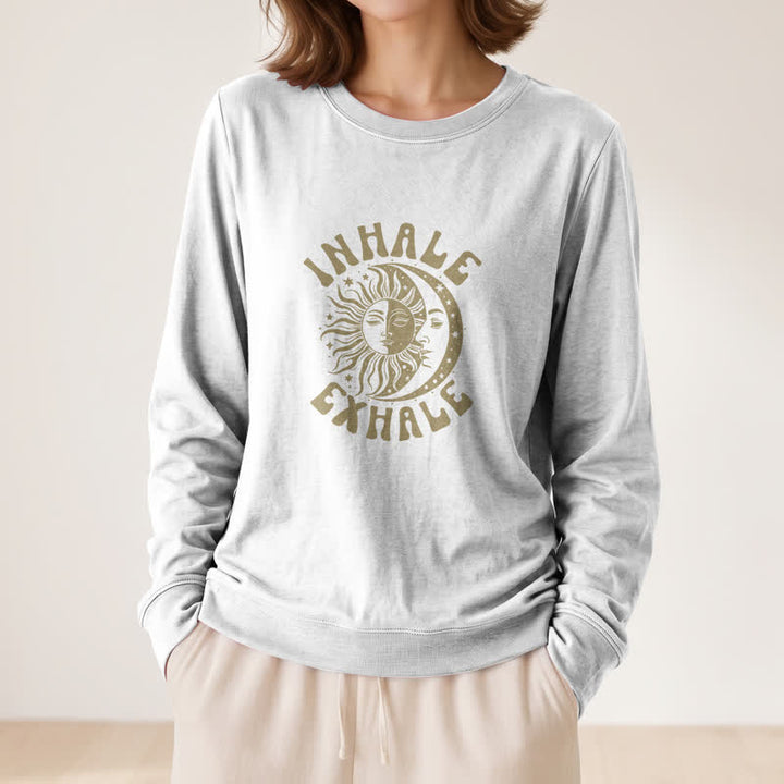 T-shirt à manches longues pour femme Olivenorma en mélange de coton doux, imprimé soleil et lune. - image 5