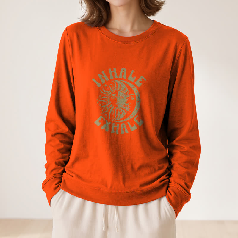 T-shirt à manches longues pour femme Olivenorma en mélange de coton doux, imprimé soleil et lune. - image 29