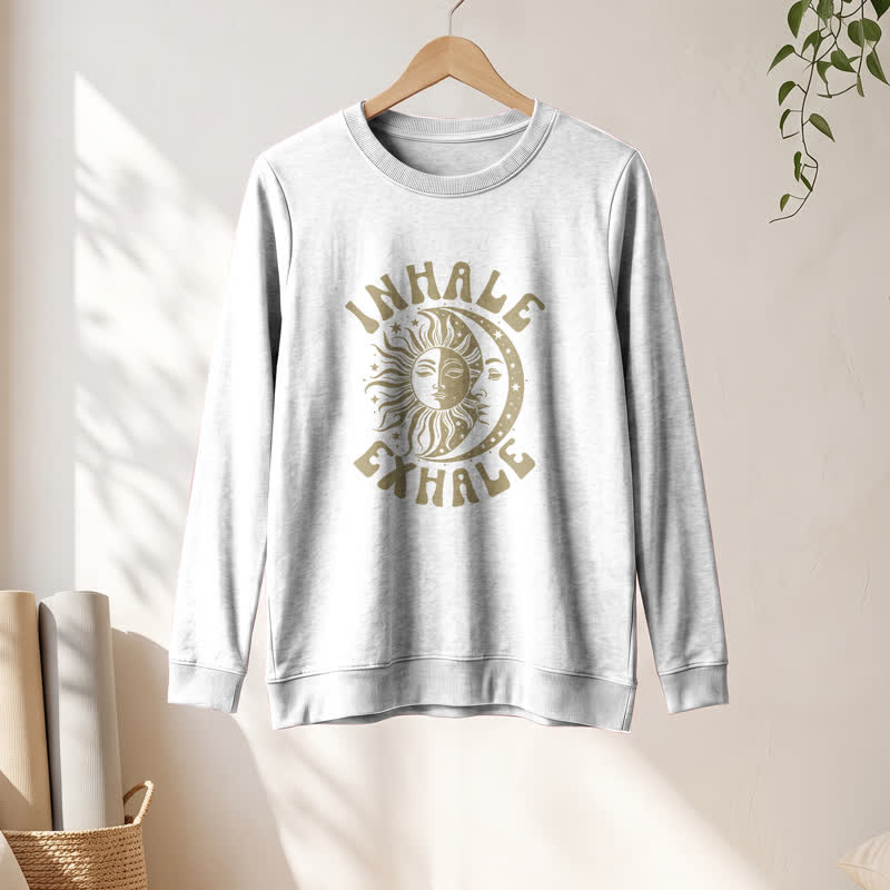 T-shirt à manches longues pour femme Olivenorma en mélange de coton doux, imprimé soleil et lune. - image 4