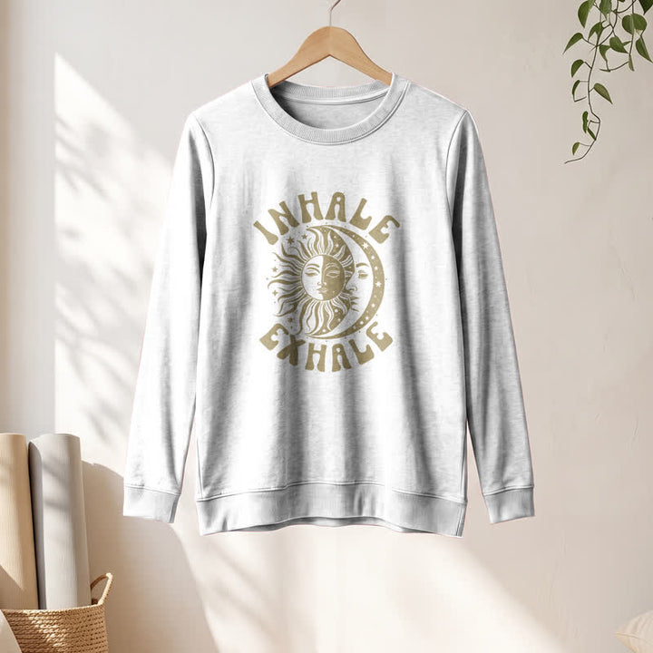 T-shirt à manches longues pour femme Olivenorma en mélange de coton doux, imprimé soleil et lune. - image 4