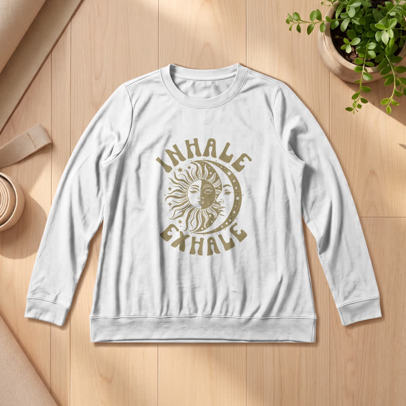 T-shirt à manches longues pour femme Olivenorma en mélange de coton doux, imprimé soleil et lune. - Blanc - 2XL - image 3